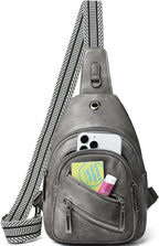 7L Sling Bag For Women Faux Leather Anti Theft Small Casual Daypack Backpack Fanny Pack Crossbody Chest Bags Purse Waterproof Dark Grey