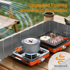 ODSD 2 Burner Camping Stove with Windshield, 20000 BTU Propane Camp Stove, Portable Folding Gas Stove, Camping Essentials Gears Includes Frying Pan, Coffee Stand & Carry Bag, Orange