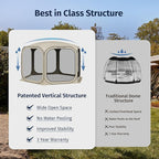 EAST OAK Screen House Tent Pop-Up, Portable Screen Room Canopy Instant Screen Tent 10 x 10 FT with Carry Bag for Patio, Backyard, Deck & Outdoor Activities, Beige