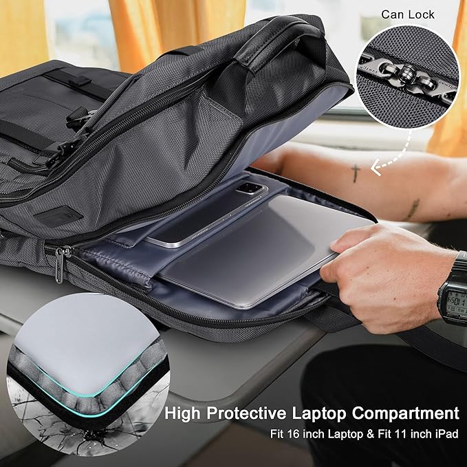 WITZMAN Travel Laptop Backpack for Men Fit 16 inch Computer Carry-on Airline Approved with USB Charging Port(B716 Silvery Grey)