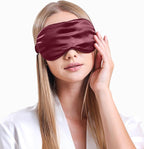 Silk Sleep Mask - 100% Pure 22 Momme Mulberry Silk Eye Sleeping Mask for Women and Men - Blackout Eye Mask for Sleeping (Burgundy)
