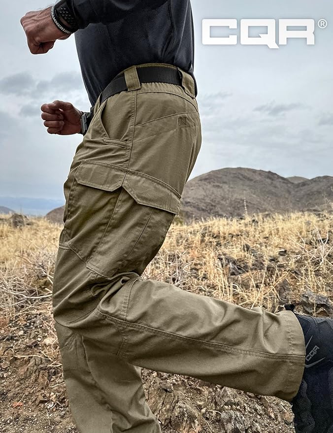 CQR Men's Tactical Pants, Water Resistant Ripstop Cargo Pants, Lightweight EDC Work Hiking Pants, Outdoor Apparel