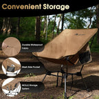 MOON LENCE Camping Chair Plus, Upgraded Comfort & Size, Still Compact and Lightweight, Folding Portable Chair for Backpacking & Hiking, 400Lbs Capacity, Gen 3 Plus (Khaki 2 Pack (Plus))
