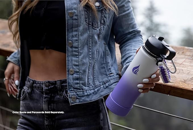 HYDRO CELL Stainless Steel Insulated Water Bottle with Straw - For Cold & Hot Drinks - Metal Vacuum Flask with Screw Cap and Modern Leakproof Sport Thermos for Adults (Lavender/White 24oz)