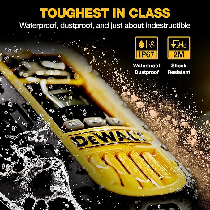 DEWALT DXFRS800 FRS Walkie Talkies Long Range 2 Way Radio, 2 Watt, Waterproof & Rechargeable, 2 Pack