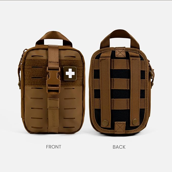 My Medic MyFak Mini First Aid Kit - Small and Lightweight for Camping Hiking and Backpacking - IFAK with 70 Items - HSA/FSA Great for Travel - Coyote