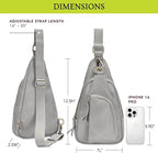 Antik Kraft Tasha Crossbody Sling (Grey) | Vegan Leather Crossbody Bag for Women with 16-20" Strap | Sling Bags for Women with Durable Antique Brass Hardware | 7in x 2.5in x 12.5in |