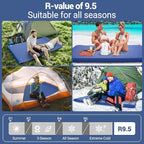 Elegear Self Inflating Sleeping Pad, Built-in Electric Pump 3.1" Ultra-Thick Memory Foam Camping Mattress Pad with Pillow Double Sleeping Pad for Camping R-Value 9.5 Foam Camp Pad for Car/Traveling