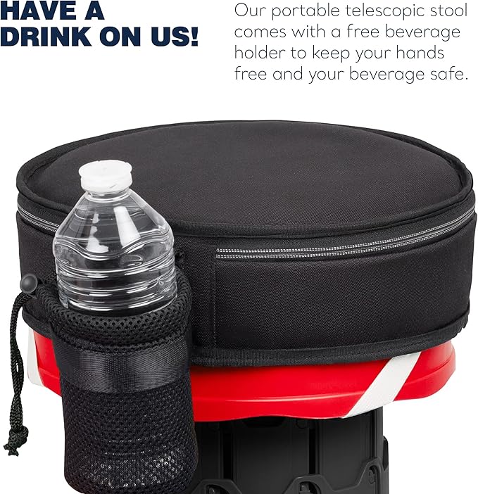 Collapsible Stool with Cushioned Carry Case, 400lbs Max Weight, Lightweight Portable Retractable Foldable Telescoping Camping Stool for Adults Outdoor Fishing Hiking Travel BBQ