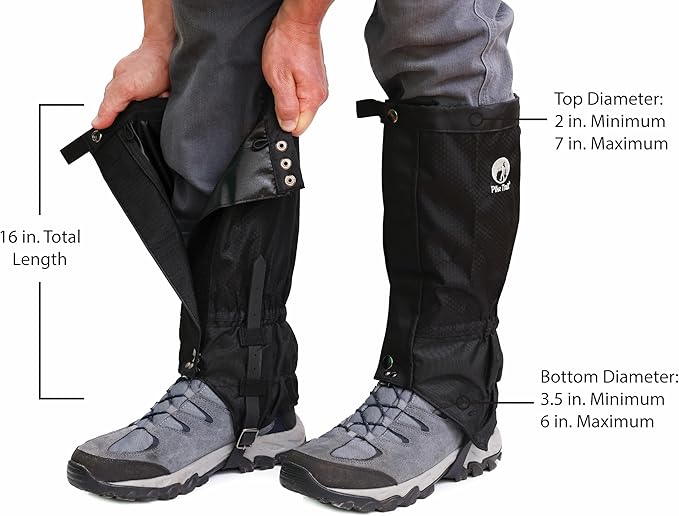 Pike Trail Adjustable Leg Gaiters - Lightweight, Waterproof - Leg Guards for Men & Women - Hiking Essentials Ideal for Hunting, Trekking & Fishing - 1 Pair