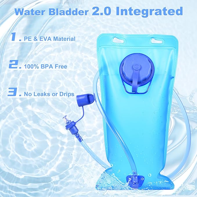 Hydration Backpack wtih 2L Water Bladder, Hiking Water Backpack, Water Bladder Backpack for Running and Biking (Men & Women) - BPA-Free, Breathable Mesh, 16L Storage, 2025 Upgrade
