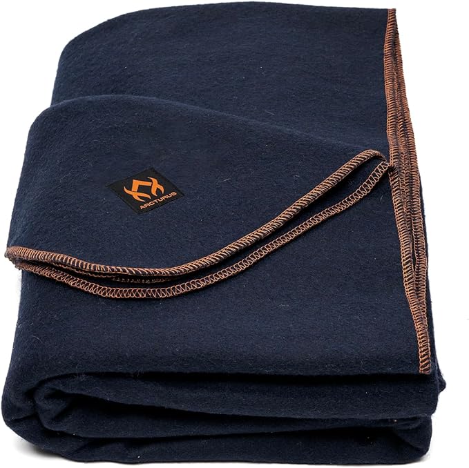 Arcturus Military Wool Blanket - Warm, Thick, Washable - Great for Outdoors, Camping, Stadium Blanket, Picnics, Travel - Car & Bushcraft Survival Kits