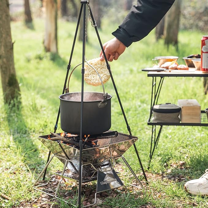 CAMPINGMOON Camping Pot 4-Quart Portable Campfire Cooking Hanging Pot Lightweight Aluminum MC-230