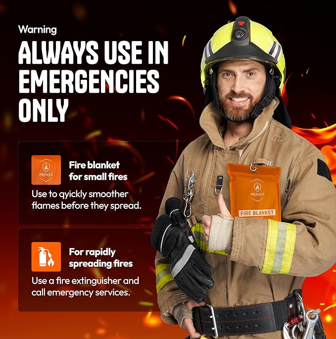 Emergency Fire Blanket 40"x40" (1-Pack) – Fireproof Survival Blanket for Home, Kitchen, RV & Camping – Smothers Grease & Electrical Fires – Reusable, Pet & Family Safe Fire Safety Gear