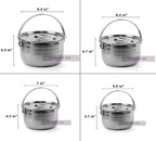 Camping Cookware Set - Compact Stainless Steel Campfire Cooking Pots and Pans | Combo Kit with Travel Tote Bag | Rugged Outdoor Cook Set for Hiking | Barbecues | Beach