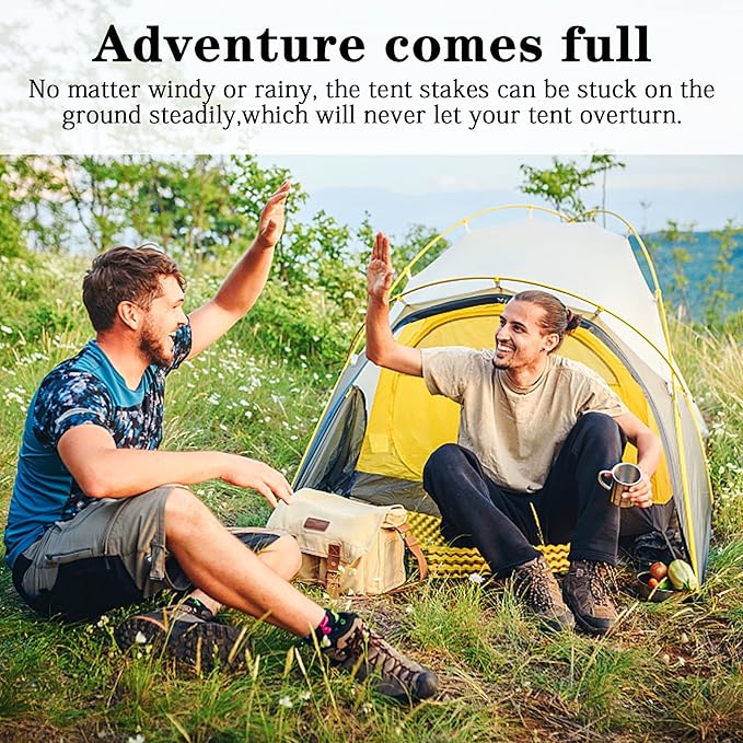 12 Pack Tent Stakes Heavy Duty, Metal Tent Stakes, Black Camping Stakes, Steel Tent Spikes, Canopy Stakes, Tent Pegs for Car Camping, Yard Decoration, Tarp, Shade Tent, Picnic