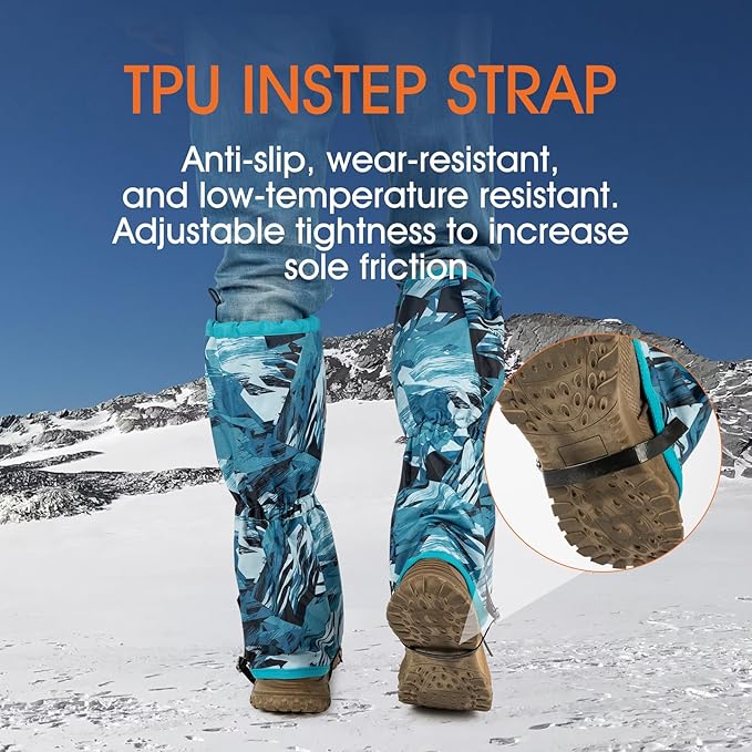 Waterproof Adjustable Leg Gaiters for Men and Women Snow Boot Gaiters for Hiking in Hunting Sand and Mud Mountain Climbing or Snowshoeing