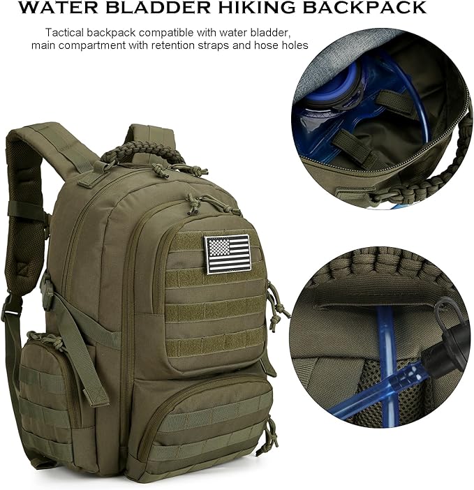 30L Military Tactical Backpack for Men 3 day Assault Pack Molle Daypack Army Hiking Rucksack (Army Green)