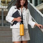 Maxi Stainless Steel Water Bottle 26oz - Double wall vacuum insulated | Integrated carry handle | leak proof flip top lid | Lightweight & stylish - Yellow