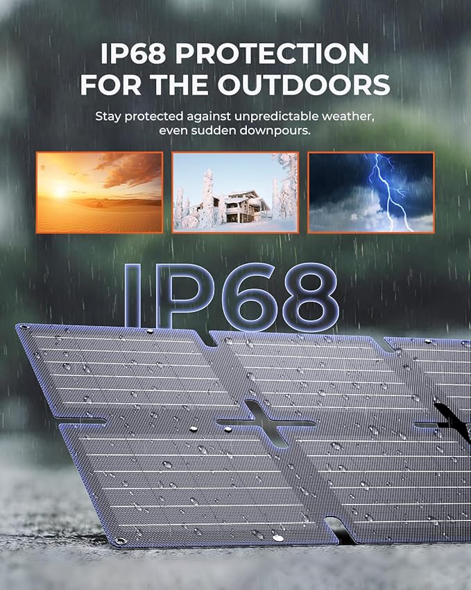 BigBlue 60W Portable Compact Solar Panel with PD 45W USB-C, 20W USB-A, DC Ports for Power Stations, Cellphones, Power Banks, Tablets, IP68 Waterproof, Foldable Camping Solar Charger with Kickstand