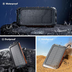 Solar Charger Power Bank 49800mAh,Portable Solar Phone Charger with 2 USB-A，1 Type-C Interface，15W Fast Charging for iPhone Samsung Etc,Portable Battery Charger with Dual Flashlight for Camping