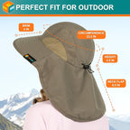 SUN CUBE Wide Brim Sun Hat with Neck Flap, UPF50+ Hiking Safari Fishing Hat for Men Women, Sun Protection Beach Hat