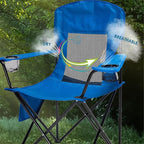 Outdoor Camping Chairs Set of 2, Folding Portable Foldable Lawn Chair Support 300lbs with Cooling Mesh Backrest, 2 Cup Holder, Side Pocket for Concert, Carry Bag for Sports(Blue Mesh,2 Pack)