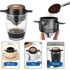 Pour Over Coffee Maker, Manual Drip Coffee 250ml Cup with Stainless Steel Mesh Filter, to Clean for Home,Office, Travel, Camping, Portable Coffee Kit (White)