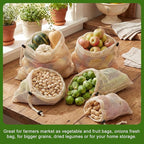 10 Pcs 15 x 12 in Reusable Produce Bags Grocery Washable, Cotton Mesh Produce Bags Plastic Free, Drawstring Closure, Double-stitched Organic Cotton Mesh Grocery Bag for Vegetables Fruit Onions