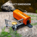 Portable Butane Gas Camping Stove - 7500 BTU Compact Folding Design with Carry Bag for Backpacking, RV Trips, Picnic & Outdoor Indoor Cooking, Orange