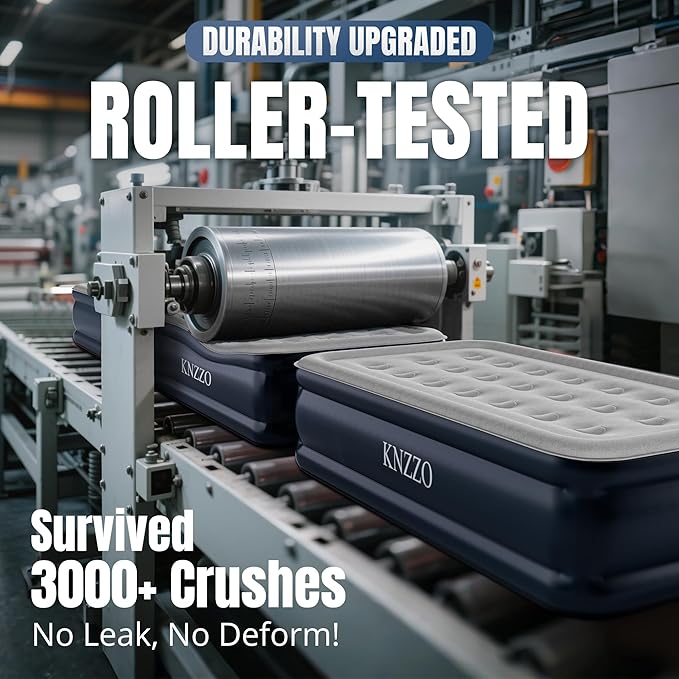 Twin Air Mattress with Built-in Pump, 18" Top Inflatable Mattress with Waterproof Flocking Fabric, Three-Minute Quick-Inflatable Bed. Portable Blow Up Mattress for Home, Outdoor and Guests