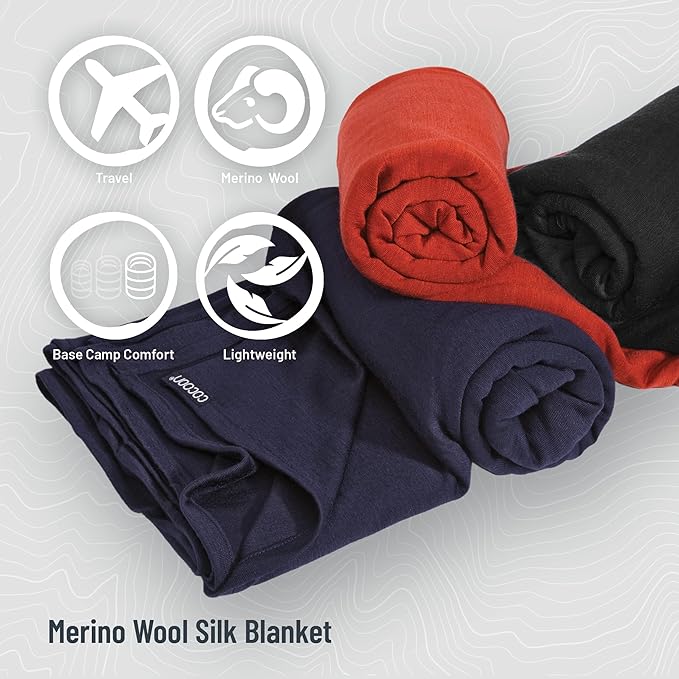 COCOON - Premium - Merino Wool/Silk Travel Blanket - Cozy, Soft, Warm, Lightweight - Graphite Grey