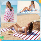EBOOT 10 Pack Oversized Beach Towel Set Extra Large Pool Towels Microfiber Quick Dry Swim Blanket for Adult Women Men Face Hand Body Bath Travel Pool(Mixed Color,28 x 59 Inch,Classic Stripe)
