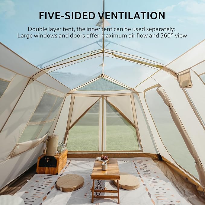 Naturehike Village Instant Tent, 4 Person 8 Person Camping Tent with Full Rainfly, Waterproof Large Cabin Tents for Car Camping