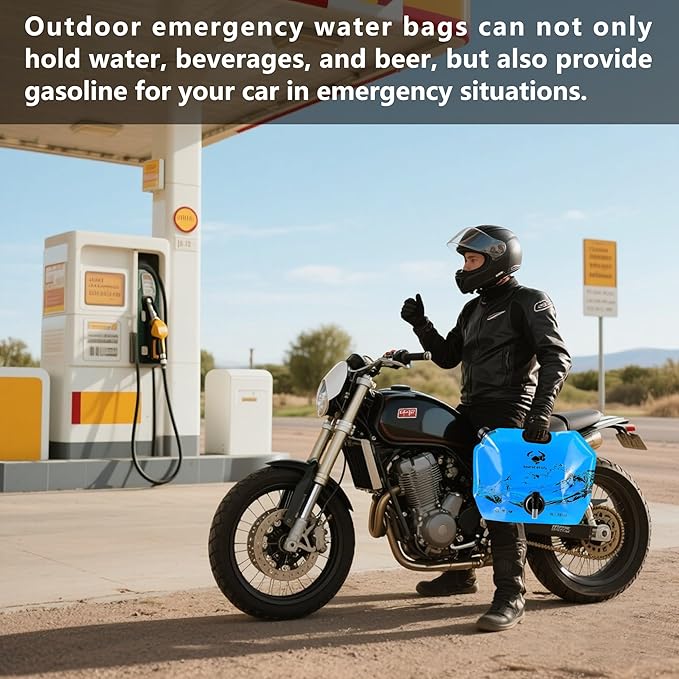 Collapsible 8L Water Storage Bag, BPA-Free Portable Folding Water Jug with Adjustable Faucet, Leakproof Emergency Water Bag for Camping, Hiking, Riding, Outdoor Sport (Blue, 2)