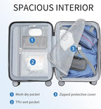 KROSER Hardside Expandable Carry On Luggage with Spinner Wheels & Built-in TSA Lock, Durable Suitcase Rolling Luggage with USB Port, Carry-On 20-Inch, Silver Grey