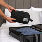 PAVILIA Tactical Toiletry Bag for Men, Travel Hygiene Bag, Military Gear Dopp Kit, Water Resist Molle Accessories Pouch, Mens Shaving Essentials, Gym Bathroom Shower Small Toiletries Tool EDC, Black