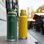 IDEUS Insulated Stainless Steel Water Bottle with 2 Leak-Proof Lids, Thermal Water Flask for Hiking Biking, 40oz, Bright Yellow