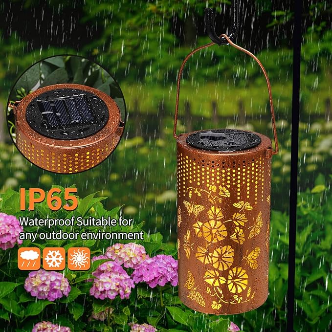 2Pack Butterfly Solar Light, Birthday Gift for Women, Men, Mother's Day, Thanksgiving, Christmas, New Year Gift. Outdoor Waterproof Lights Hanging Patio Garden Decoration, Outdoor Backyard
