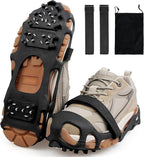 Ice Cleats Snow Traction Cleats Crampons for Shoes and Boots Men Women 28 Studs Anti Slip Shoe Grippers Overshoe Slip-on Stretch Footwear Spikes for Snow and Ice Fishing Winter Walking Hiking