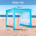 UPWELL Beach Tent Easy Set Up Canopy Sun Shelter Shade with UPF 50+UV Protection Portable Beach Umbrella Outdoor Sunwall with Sand Pockets for Fishing Backyard Camping (Gradient Blue)