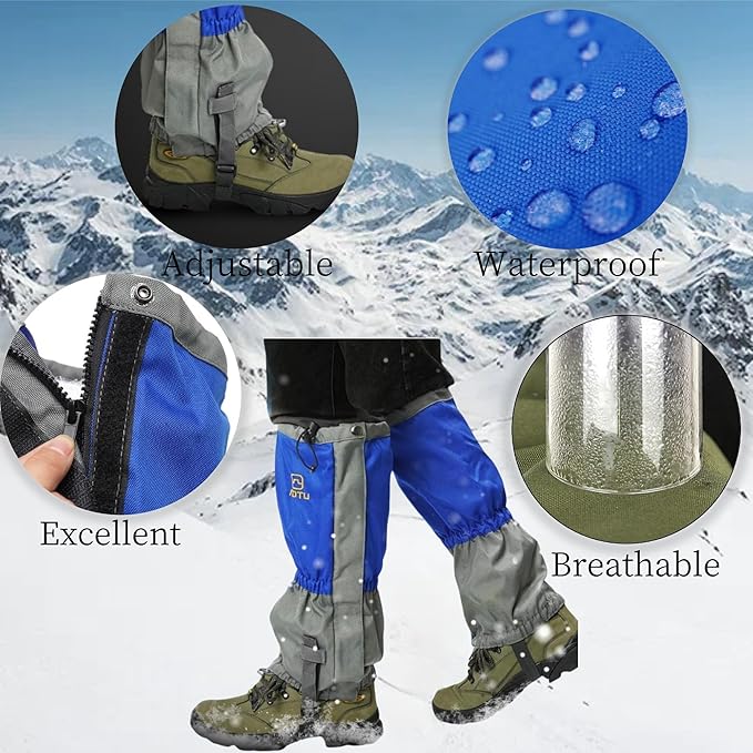 Adjustable Leg Gaiters,Snow Boot Guard Gators,Shoe Gaiters,Waterproof Hiking Gaiters for Hunting,Running,Snow,Mountain Climbing,Yard Work