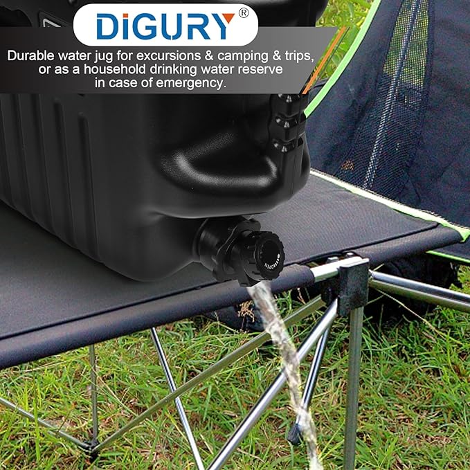 5 Gallon Water Jug, Camping Water Container BPA Free Water Storage with Spigot No Leakage Portable Emergency Water Tank for Outdoor Hiking Camping Picnic Supplies Black