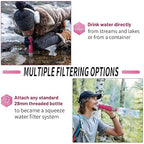 YWF01 Personal Filter Straw for Drinking Survival, Portable Water Purifier Filtration System Survival Gear and Supplies for Camping, Hiking, Travel, and Emergency Preparedness (Plum Red, Pack of 1)