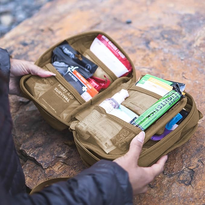 My Medic MyFak Mini First Aid Kit - Small and Lightweight for Camping Hiking and Backpacking - IFAK with 70 Items - HSA/FSA Great for Travel - Coyote