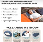 Memory Foam Camping Pillow - Lightweight & Portable Small Travel Pillow for Airplane & Train Travel, Camping, Backpacking, Removable Washable Cover, Easy to Clean, Includes Storage Bag