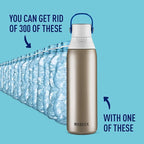Brita Stainless Steel Premium Filtering Water Bottle, BPA-Free, Reusable, Insulated, Replaces 300 Plastic Water Bottles, Filter Lasts 2 Months or 40 Gallons, Includes 1 Filter, Stainless - 20 oz.