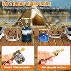 Hisencn Portable Camping Stove, 2 Burner Foldable Camp Stove, 20000 BTU Folding Gas Stove, Portable Propane Stove with Carry Bag, Adjustable Burners & Piezo Ignition, Includes Frying Pan, Kettle, Pot