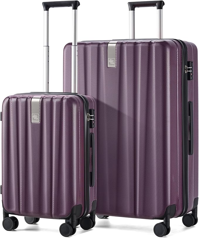 Hanke Luggage Sets 2 piece Carry On Luggage with Wheels PC Hard Shell Suitcases Lightweight Checked Travel Luggage Large Travel Suitcase Woman Men 20/29 Inch（Purple）