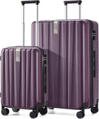 Hanke Luggage Sets 2 piece Carry On Luggage with Wheels PC Hard Shell Suitcases Lightweight Checked Travel Luggage Large Travel Suitcase Woman Men 20/29 Inch（Purple）